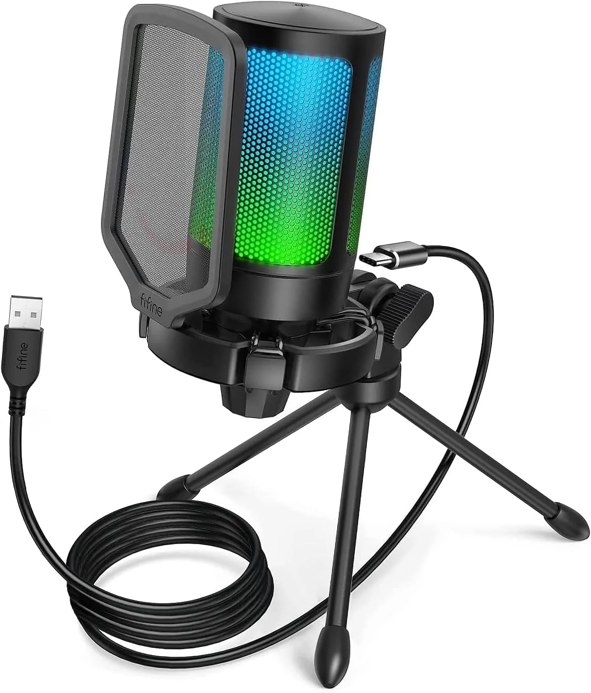 میکروفون گیمینگ FIFINE برای کامپیوتر، میکروفون USB برای استریمینگ پادکست استودیو، با پایه میکروفون و دکمه قطع صدا، برای PS4 PS5 Mac میکروفون گیمینگ FIFINE برای کامپیوتر، میکروفون USB برای استریمینگ پادکست استودیو، با پایه میکروفون و دکمه قطع صدا، برای PS4 PS5 Mac