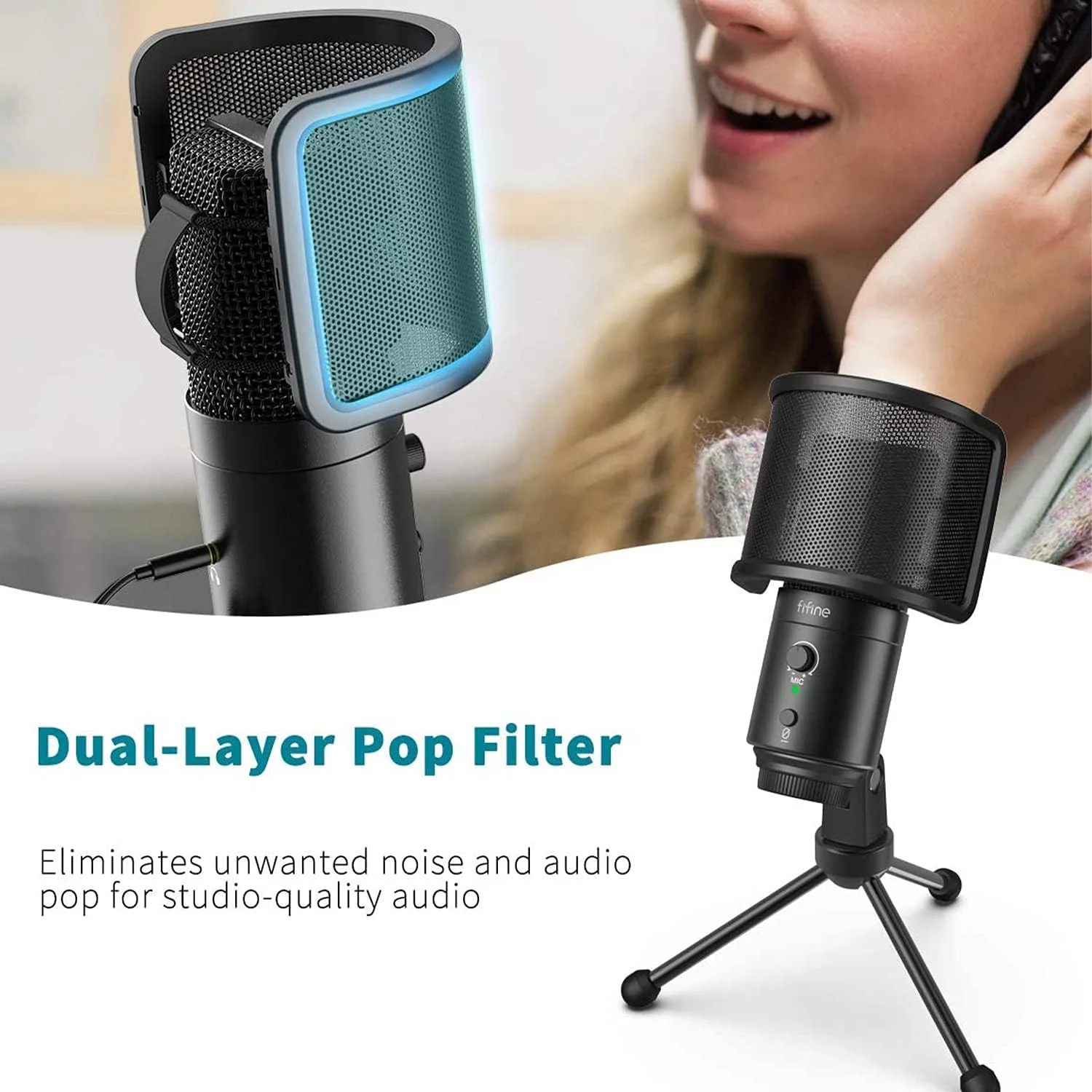 میکروفون های کاندنسر USB Fifine، میکروفون های نوع C با پایه، میکروفون رومیزی کامپیوتر با پاپ فیلتر برای کامپیوترها و مک - K683A میکروفون های کاندنسر USB Fifine، میکروفون های نوع C با پایه، میکروفون رومیزی کامپیوتر با پاپ فیلتر برای کامپیوترها و مک - K683A
