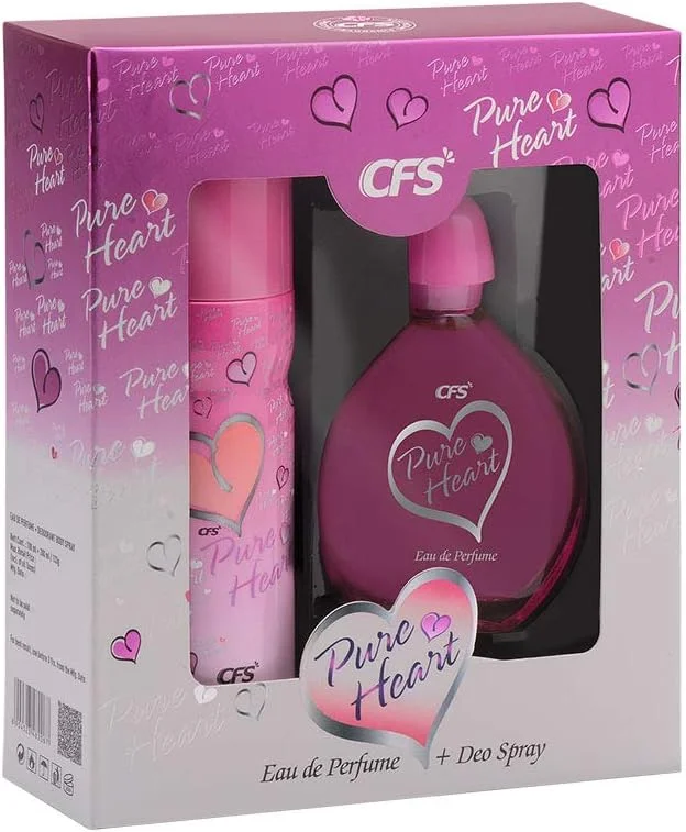 ادکلن زنانه سی اف اس مدل CREATIVE FRAGRANCE SERIES PURE HEART PINK حجم 100 میلی لیتر به همراه اسپری دئودورانت