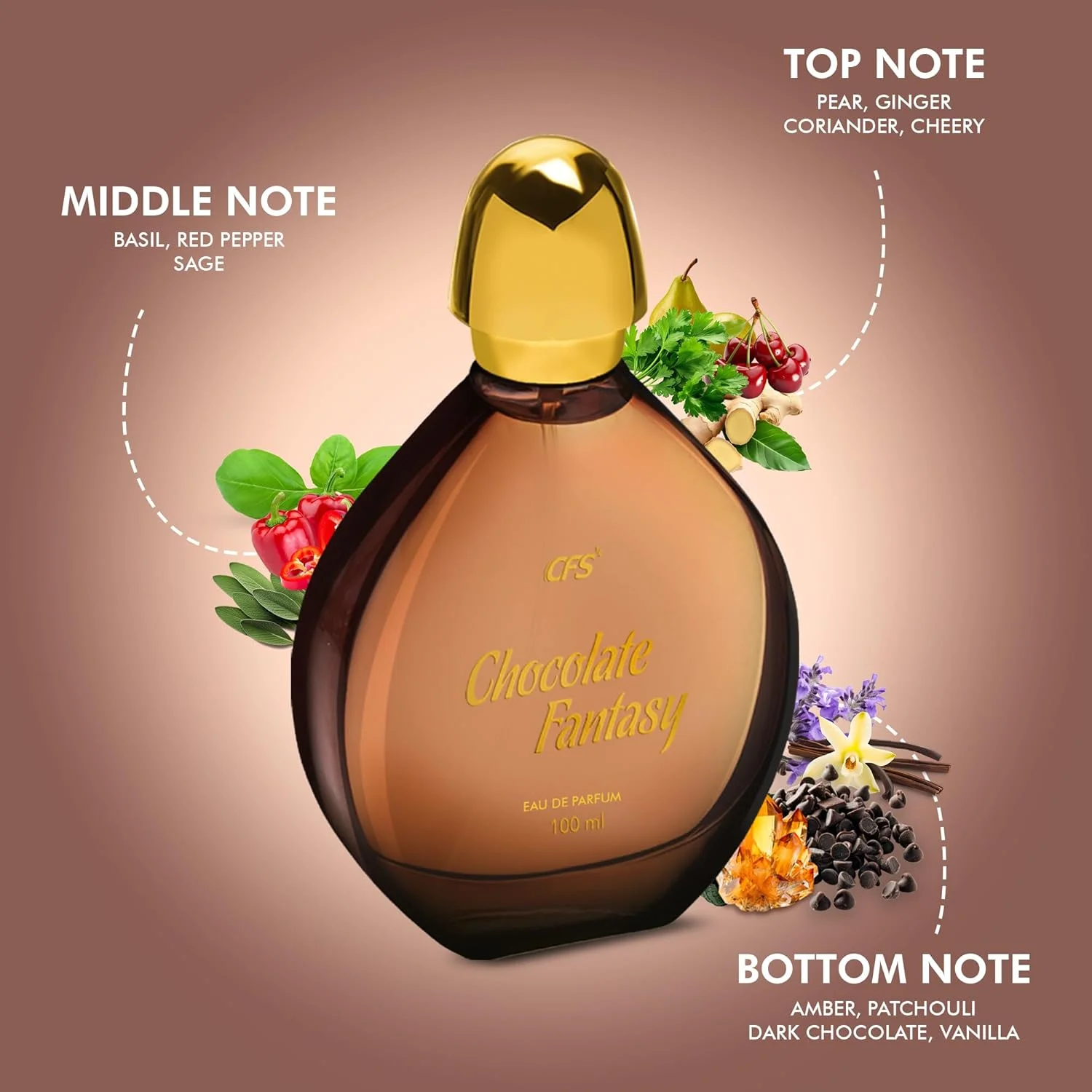 ادو پرفیوم شکلاتی فانتزی CFS CREATIVE FRAGRANCE SERIES با ماندگاری طولانی 100 میلی لیتر - میوه ای، اسپری