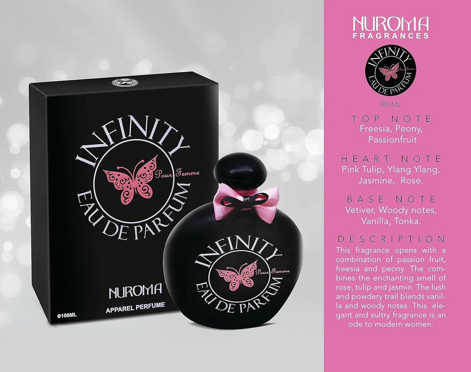 عطر زنانه اینفینیتی پور فم از سری عطرهای خلاقانه CFS، ادو پرفیوم، 100 میلی لیتر - رایحه گل عطر زنانه اینفینیتی پور فم از سری عطرهای خلاقانه CFS، ادو پرفیوم، 100 میلی لیتر - رایحه گل
