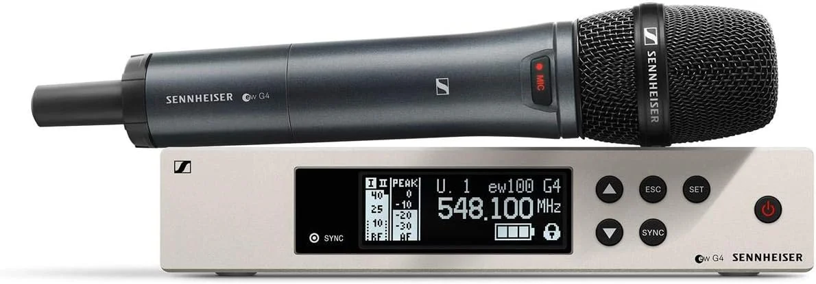 سیستم میکروفون بی سیم کاندنسر سوپرکاردیوئید Sennheiser Pro Audio Sennheiser EW 100-865S - باند A (516-558 مگاهرتز)، 100 G4-865-S-A سیستم میکروفون بی سیم کاندنسر سوپرکاردیوئید Sennheiser Pro Audio Sennheiser EW 100-865S - باند A (516-558 مگاهرتز)، 100 G4-865-S-A