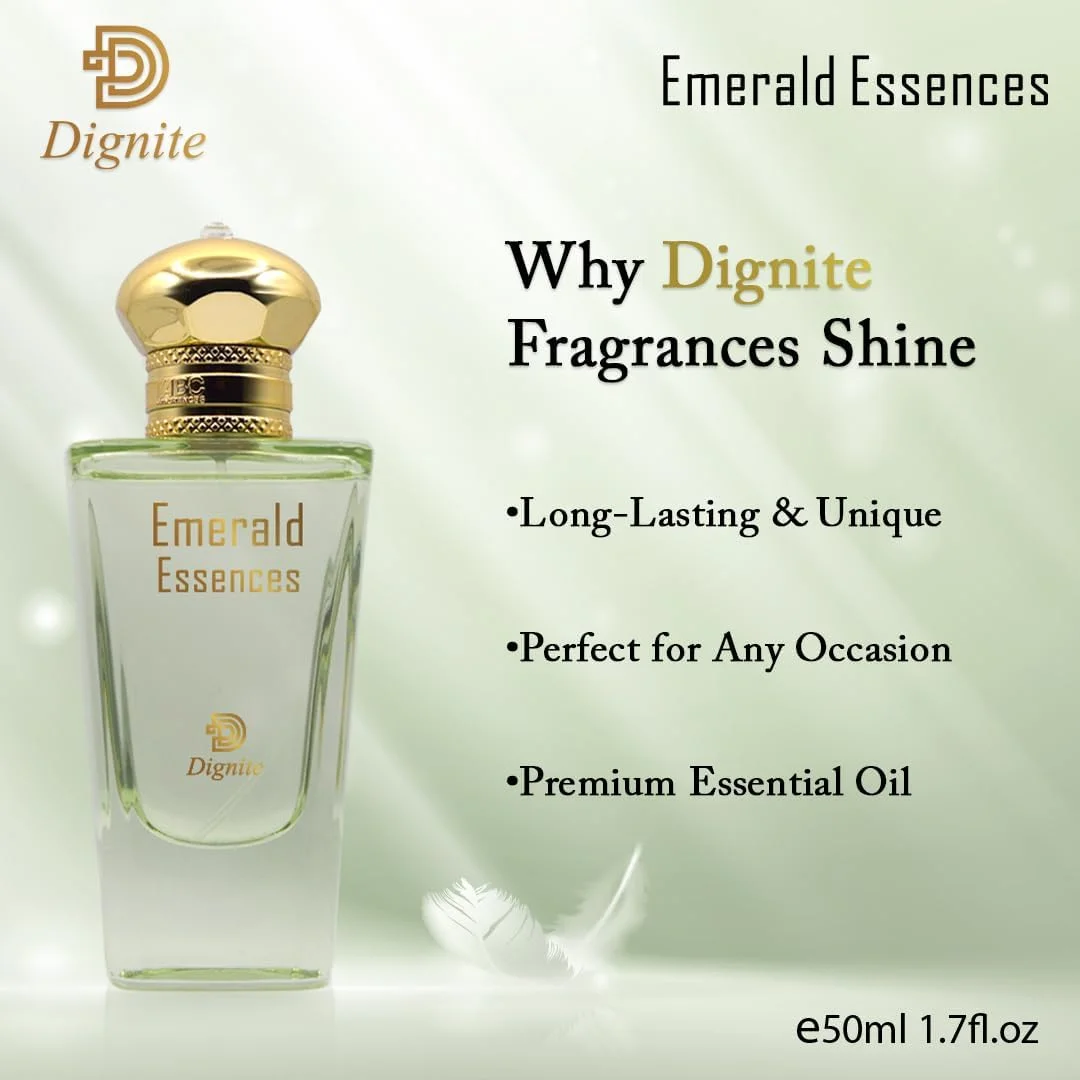عطر زنانه دیگنیت مدل Emerald Essences حجم 50 میلی لیتر - ادو پرفیوم - ترکیبی مجلل از نت های سبز، آکوردهای گلی و مشک های نرم - رایحه ماندگار برای خانم ها عطر زنانه دیگنیت مدل Emerald Essences حجم 50 میلی لیتر - ادو پرفیوم - ترکیبی مجلل از نت های سبز، آکوردهای گلی و مشک های نرم - رایحه ماندگار برای خانم ها