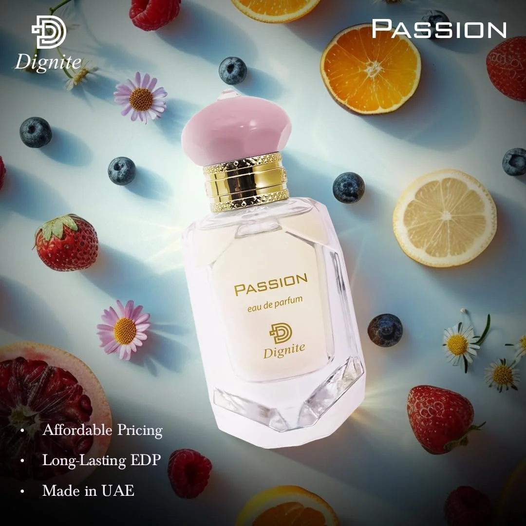 عطر زنانه دیگنیتی پشن 50 میل – ادو پرفیوم – ترکیبی اغوا کننده از توت فرنگی، نارگیل، تافی و وانیل – رایحه ای شیرین و بازیگوش عطر زنانه دیگنیتی پشن 50 میل – ادو پرفیوم – ترکیبی اغوا کننده از توت فرنگی، نارگیل، تافی و وانیل – رایحه ای شیرین و بازیگوش