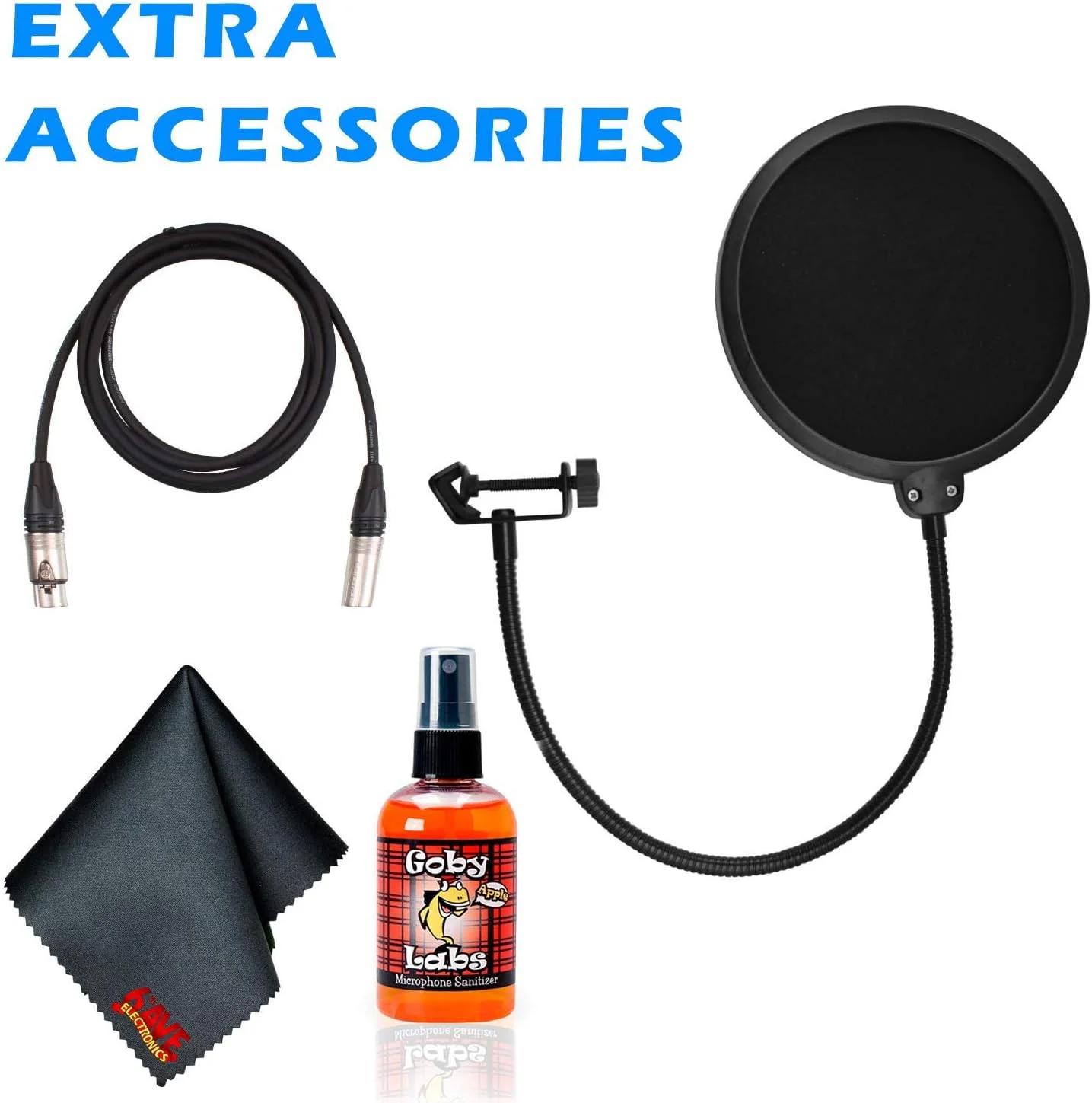 میکروفون کاندنسر کاردیوئید Audio-Technica AT2035 به همراه لرزه‌گیر، پاپ فیلتر، کابل XLR 3 متری، کیت تمیز کننده و موارد دیگر