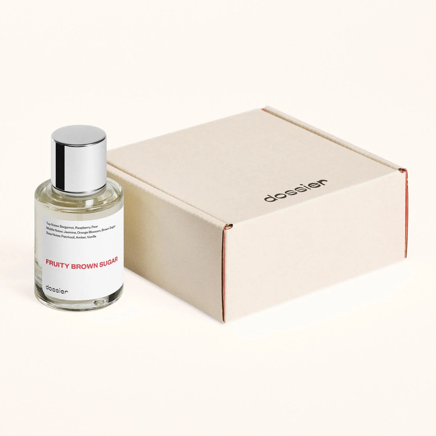 دوسیه - شکر قهوه ای میوه ای - ترنج، تمشک، گلابی. یاس، شکوفه پرتقال، شکر قهوه ای، نعناع هندی، عنبر، وانیل