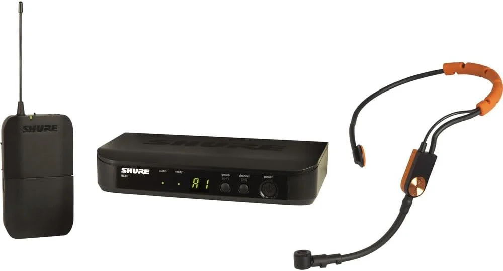 سیستم میکروفون بی سیم Shure BLX14/SM31 برای تناسب اندام و ایروبیک - 14 ساعت عمر باتری، برد 300 فوت | شامل میکروفون هدست SM31 Fitness، گیرنده تک کاناله | باند H10 (BLX14/SM31-H10)