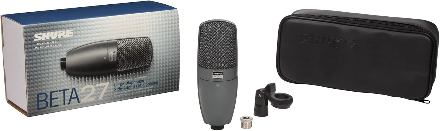 میکروفون خازنی سوپرکاردیوئید Shure BETA 27 با آدرس جانبی - ایده آل برای کاربردهای ساز و آواز، دارای فیلتر فرکانس پایین قابل تعویض و فیلتر پاپ داخلی 3 لایه میکروفون خازنی سوپرکاردیوئید Shure BETA 27 با آدرس جانبی - ایده آل برای کاربردهای ساز و آواز، دارای فیلتر فرکانس پایین قابل تعویض و فیلتر پاپ داخلی 3 لایه