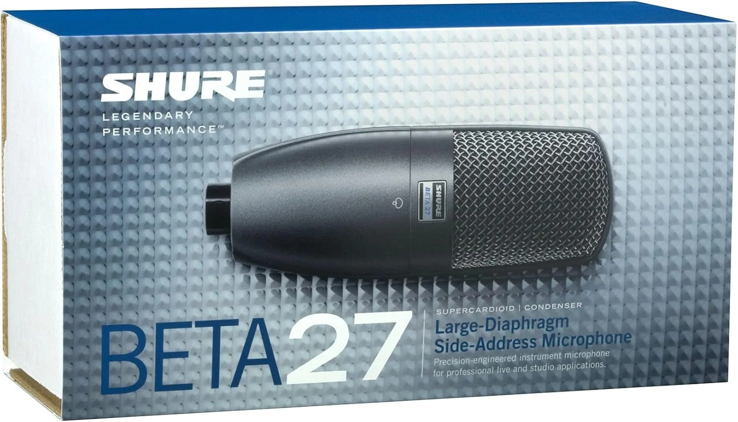 میکروفون خازنی سوپرکاردیوئید Shure BETA 27 با آدرس جانبی - ایده آل برای کاربردهای ساز و آواز، دارای فیلتر فرکانس پایین قابل تعویض و فیلتر پاپ داخلی 3 لایه میکروفون خازنی سوپرکاردیوئید Shure BETA 27 با آدرس جانبی - ایده آل برای کاربردهای ساز و آواز، دارای فیلتر فرکانس پایین قابل تعویض و فیلتر پاپ داخلی 3 لایه