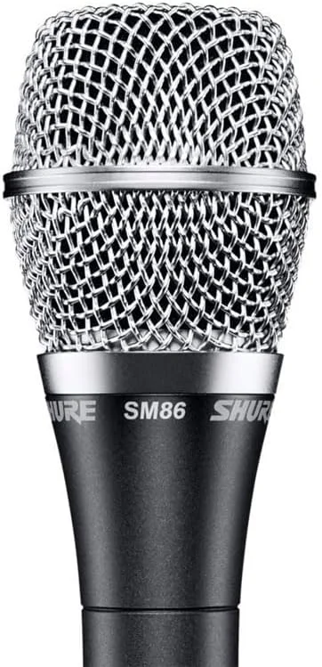 میکروفون وکال کاندنسر کاردیوئید Shure SM86 برای استفاده حرفه ای در اجرای زنده با سیستم ضد شوک 3 نقطه ای داخلی، فیلتر پاپ 2 مرحله ای برای کاهش نویز باد/تنفس، بدون کابل (SM86-LC)