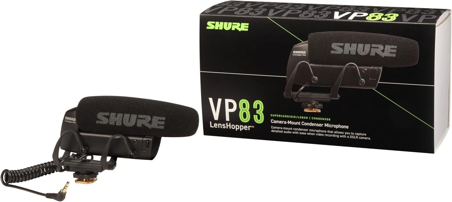 میکروفون کندانسور دوربین Shure VP83، میکروفون حرفه ای نصب شده روی دوربین برای DSLR و HD Camcorder، ضبط صدا برای Vlogging، مشکی