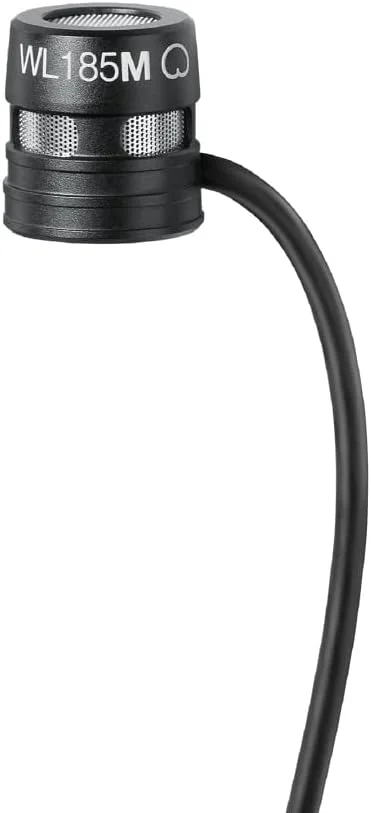 میکروفون یقه‌ای حرفه‌ای Shure WL185M - میکروفون کندانسور کاردیوئید یقه‌ای با ترمینال TA4F، شامل کیف، گیره کراوات و بادگیر فشاری - مشکی (WL185MB/C-TQG)