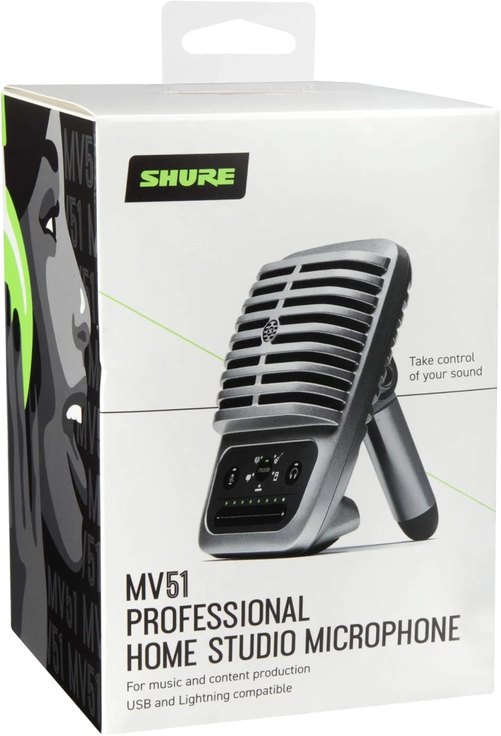 میکروفون کاندنسر دیافراگم بزرگ دیجیتال Shure MV51، ضبط با کیفیت استودیو، سازگار با iOS و Android، عالی برای اجرای خانگی و زنده