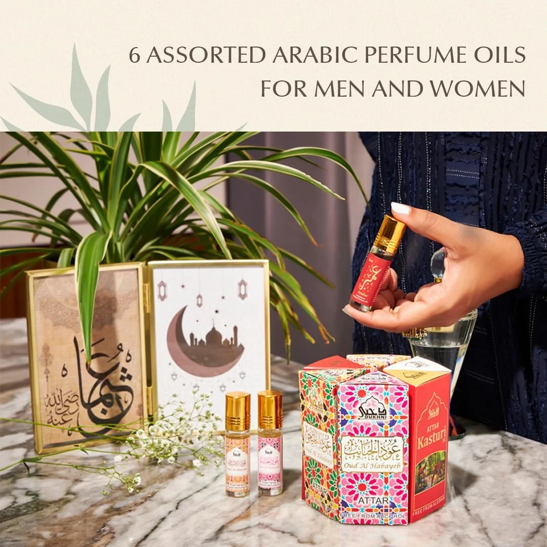 ست روغن عطر پرمیر دخنی | روغن های معطر عربی اصیل | رایحه های حلال ماندگار برای هدایای رمضان و عید | عود ابتسام، عود خلیجی، عود حبایب، کاستوری XX، امبر، بلو گرل - 6 عدد 6 میلی لیتری ست روغن عطر پرمیر دخنی | روغن های معطر عربی اصیل | رایحه های حلال ماندگار برای هدایای رمضان و عید | عود ابتسام، عود خلیجی، عود حبایب، کاستوری XX، امبر، بلو گرل - 6 عدد 6 میلی لیتری