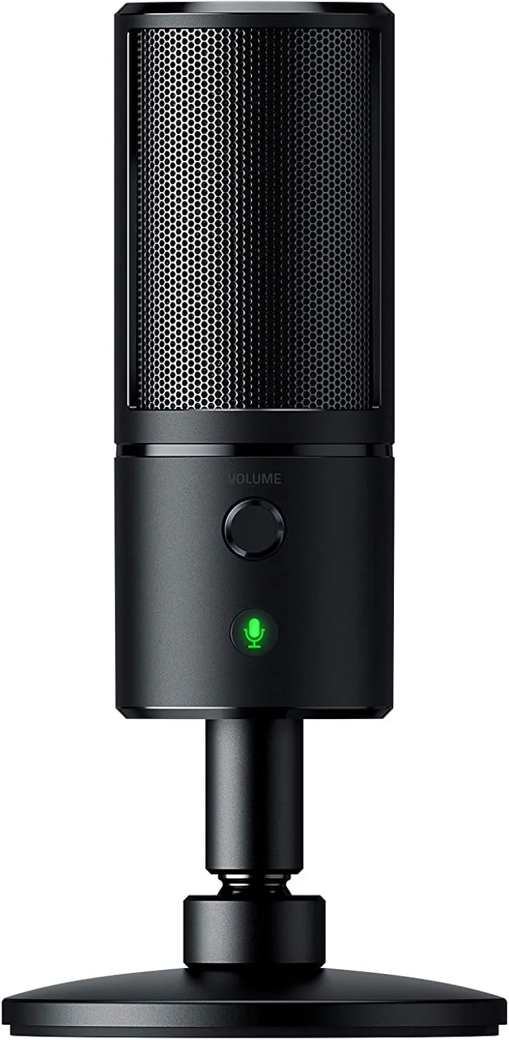 میکروفون استریمینگ Razer Seiren Emote: نمایشگر LED ایموتیکون 8 بیتی، ایموتیکون های واکنش گرا به استریم، میکروفون کاندنسر Hypercardioid، پایه ضد لرزش داخلی، پایه قابل تنظیم ارتفاع و زاویه، مشکی کلاسیک