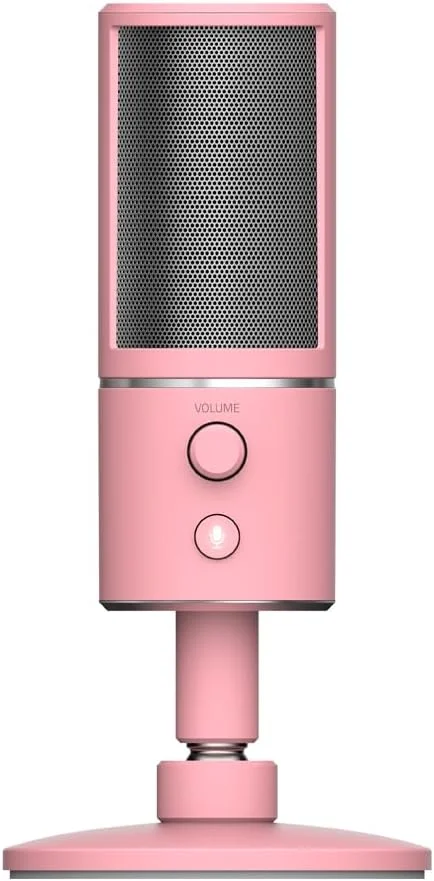میکروفون USB کاندنسر استریمینگ Razer Seiren X (فشرده با دمپر، الگوی ضبط Supercardioid، بدون تاخیر، دکمه قطع صدا، جک هدفون) کوارتز