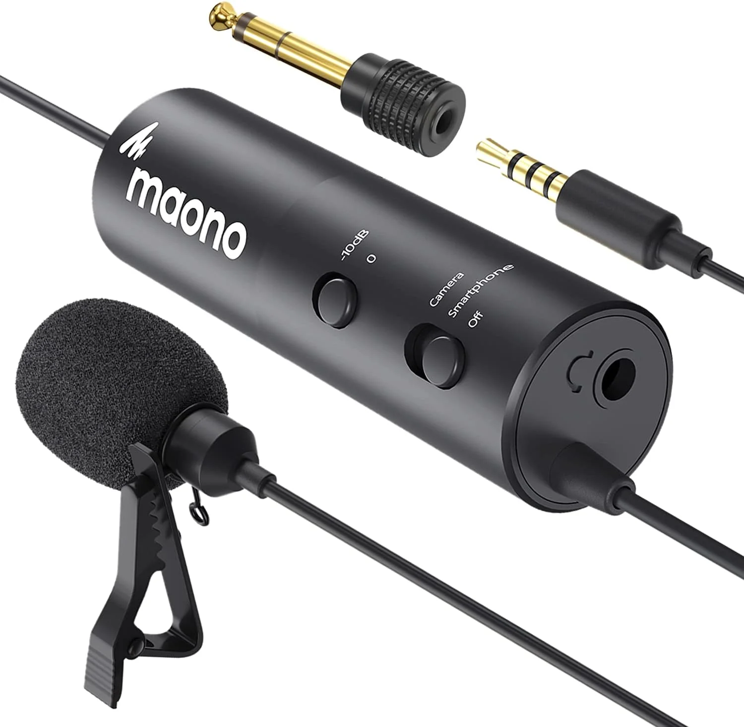 میکروفون یقه ای MAONO AU-102 برای ضبط موبایل و یوتیوب. میکروفون کندانسور اومنی دایرکشنال با قابلیت حذف نویز برای آواز، بازی، ولاگینگ، کامپیوتر (مشکی)