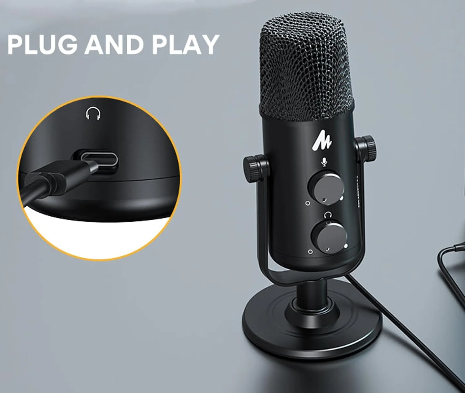 میکروفون رومیزی USB C مائونو، میکروفون کندانسور کاردیوئید و اومنی دایرکشنال با کنترل صدا و قطع صدا برای آیفون 15، تلفن های اندرویدی سامسونگ، لپ تاپ، کامپیوتر، تبلت، PS4/5، بازی، ضبط صدا، آواز میکروفون رومیزی USB C مائونو، میکروفون کندانسور کاردیوئید و اومنی دایرکشنال با کنترل صدا و قطع صدا برای آیفون 15، تلفن های اندرویدی سامسونگ، لپ تاپ، کامپیوتر، تبلت، PS4/5، بازی، ضبط صدا، آواز