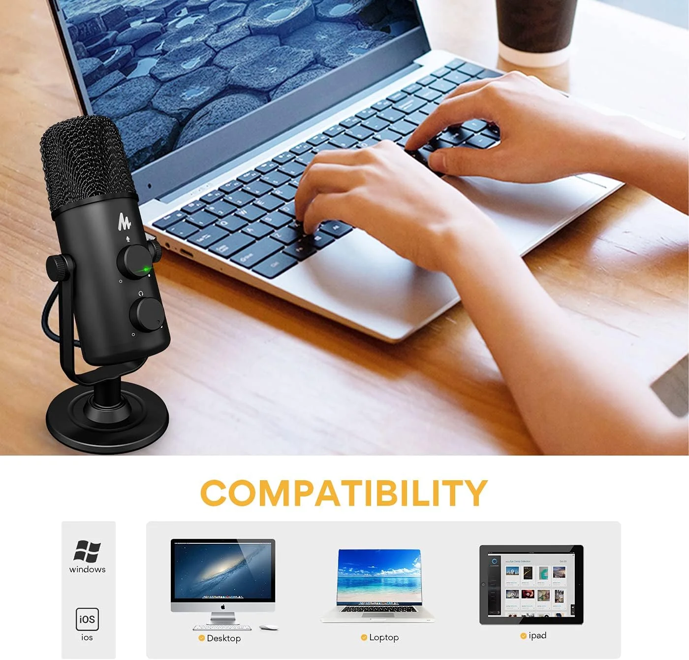 میکروفون USB قابل حمل MAONO AU-903 (مشکی) میکروفون USB قابل حمل MAONO AU-903 (مشکی)