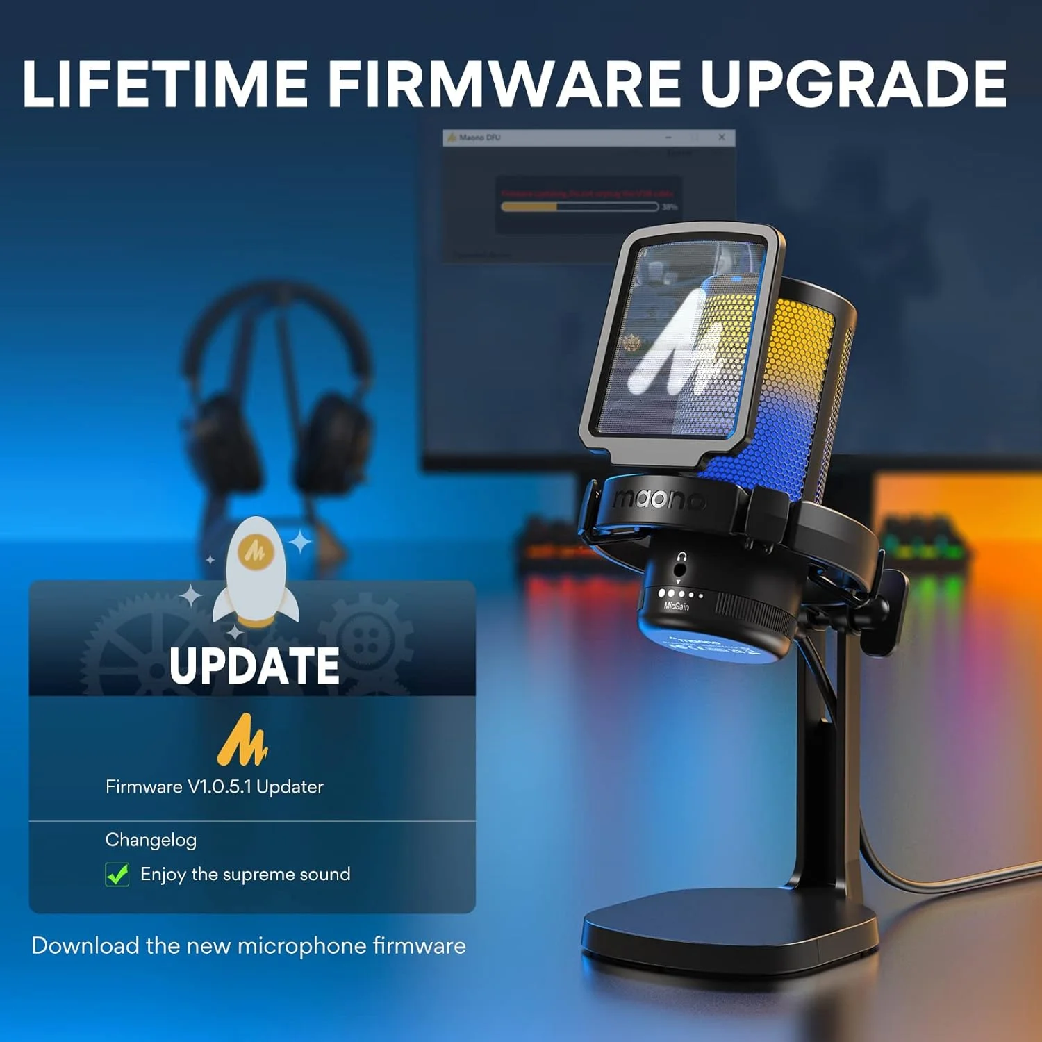 میکروفون گیمینگ USB Maono برای کامپیوتر، میکروفون کندانسور با حذف نویز، نورهای RGB، قطع صدا، بهره برای استریم، ضبط، پادکست، چت، Twitch، YouTube، Discord، کامپیوتر، PS5، PS4، GamerWave DM20 میکروفون گیمینگ USB Maono برای کامپیوتر، میکروفون کندانسور با حذف نویز، نورهای RGB، قطع صدا، بهره برای استریم، ضبط، پادکست، چت، Twitch، YouTube، Discord، کامپیوتر، PS5، PS4، GamerWave DM20