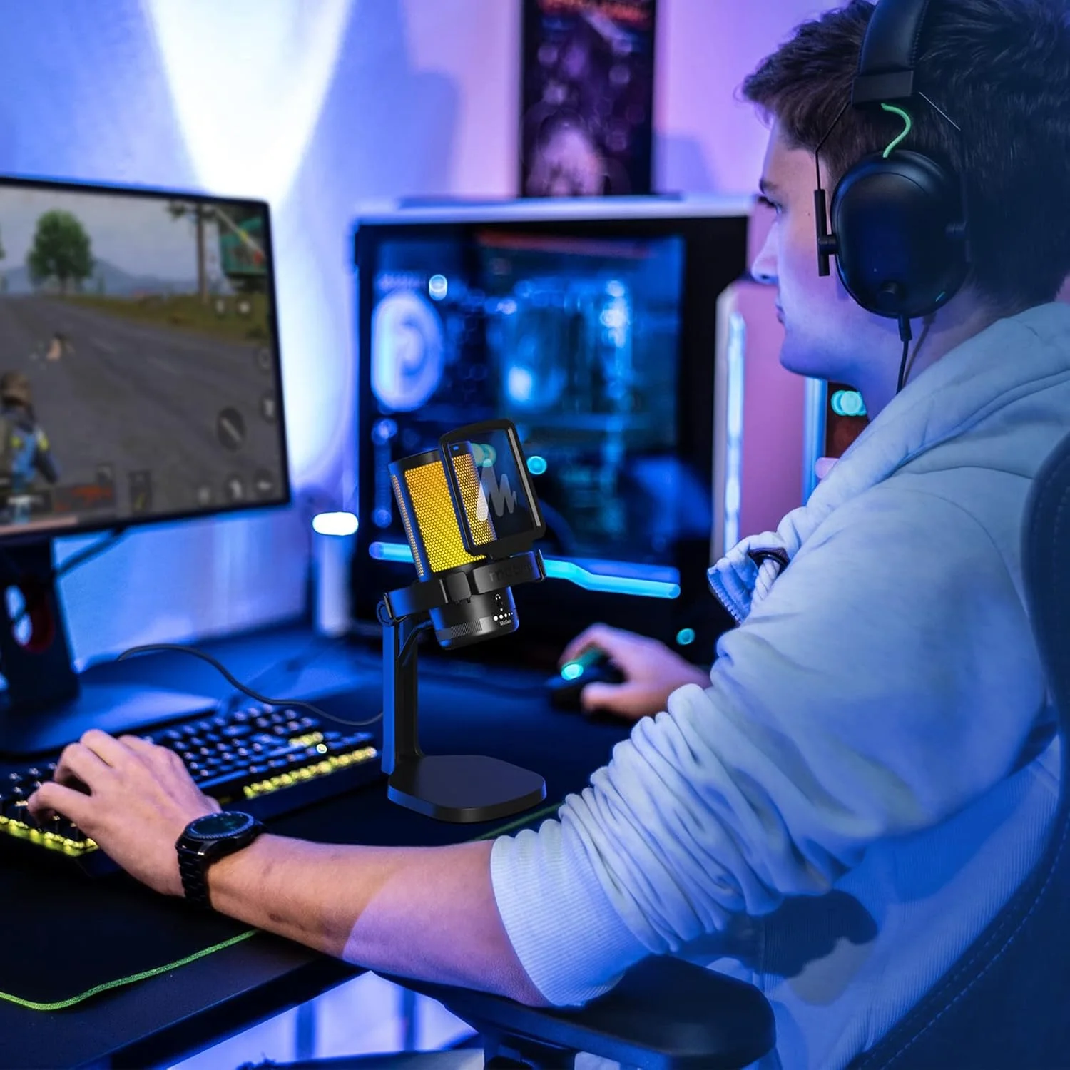 میکروفون گیمینگ USB Maono برای کامپیوتر، میکروفون کندانسور با حذف نویز، نورهای RGB، قطع صدا، بهره برای استریم، ضبط، پادکست، چت، Twitch، YouTube، Discord، کامپیوتر، PS5، PS4، GamerWave DM20 میکروفون گیمینگ USB Maono برای کامپیوتر، میکروفون کندانسور با حذف نویز، نورهای RGB، قطع صدا، بهره برای استریم، ضبط، پادکست، چت، Twitch، YouTube، Discord، کامپیوتر، PS5، PS4، GamerWave DM20