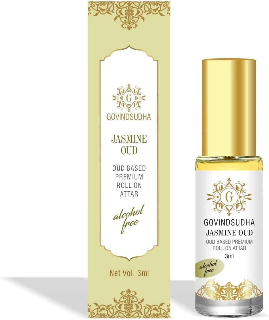 عطر رولی ممتاز بر پایه عود با رایحه یاس/موتیای گویندسودها، بطری 3 میلی لیتری، عطر یاس عود، عطر ماندگار، عطر بدون الکل برای مردان و زنان