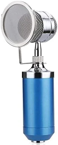 میکروفون کندانسور eWINNER با کابل و مجموعه فیلتر پاپ میکروفون، کیت شوک مونت فلزی با پلاگین جک 3.5 میلی متری برای استودیو ضبط کارائوکه KTV (آبی)