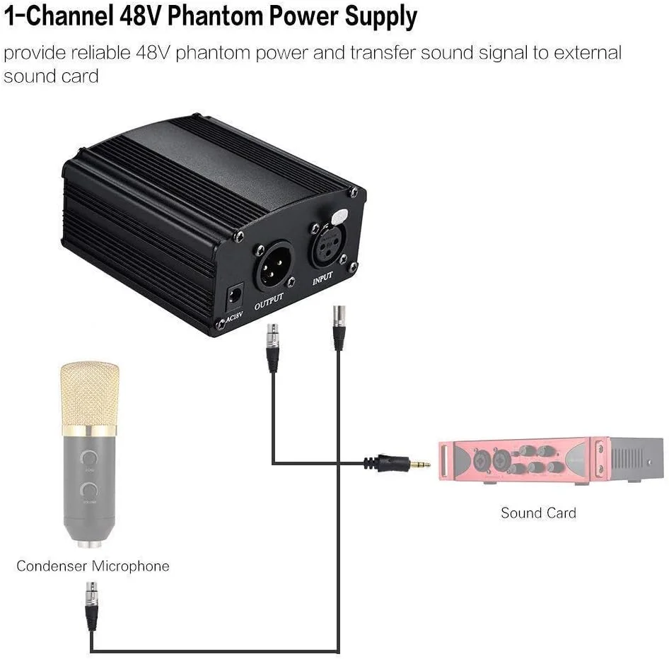منبع تغذیه فانتوم 48 ولت تک کاناله eWINNER با کابل USB برای هر میکروفون کندانسور تجهیزات ضبط موسیقی (تغذیه USB) منبع تغذیه فانتوم 48 ولت تک کاناله eWINNER با کابل USB برای هر میکروفون کندانسور تجهیزات ضبط موسیقی (تغذیه USB)