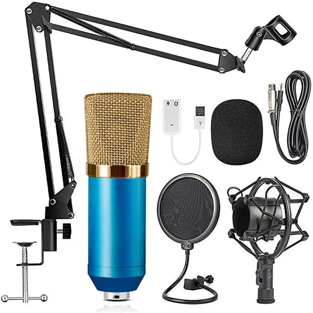 کیت میکروفون کاندنسر استودیویی ضبط و پخش ای وینر (آبی)