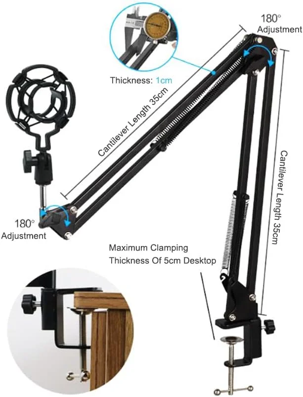 میکروفون کندانسور eWINNER با بازوی قیچی تعلیق/لرزه گیر/فیلتر پاپ صفحه باد/گیره نصب و کارت صدای USB (مشکی) میکروفون کندانسور eWINNER با بازوی قیچی تعلیق/لرزه گیر/فیلتر پاپ صفحه باد/گیره نصب و کارت صدای USB (مشکی)