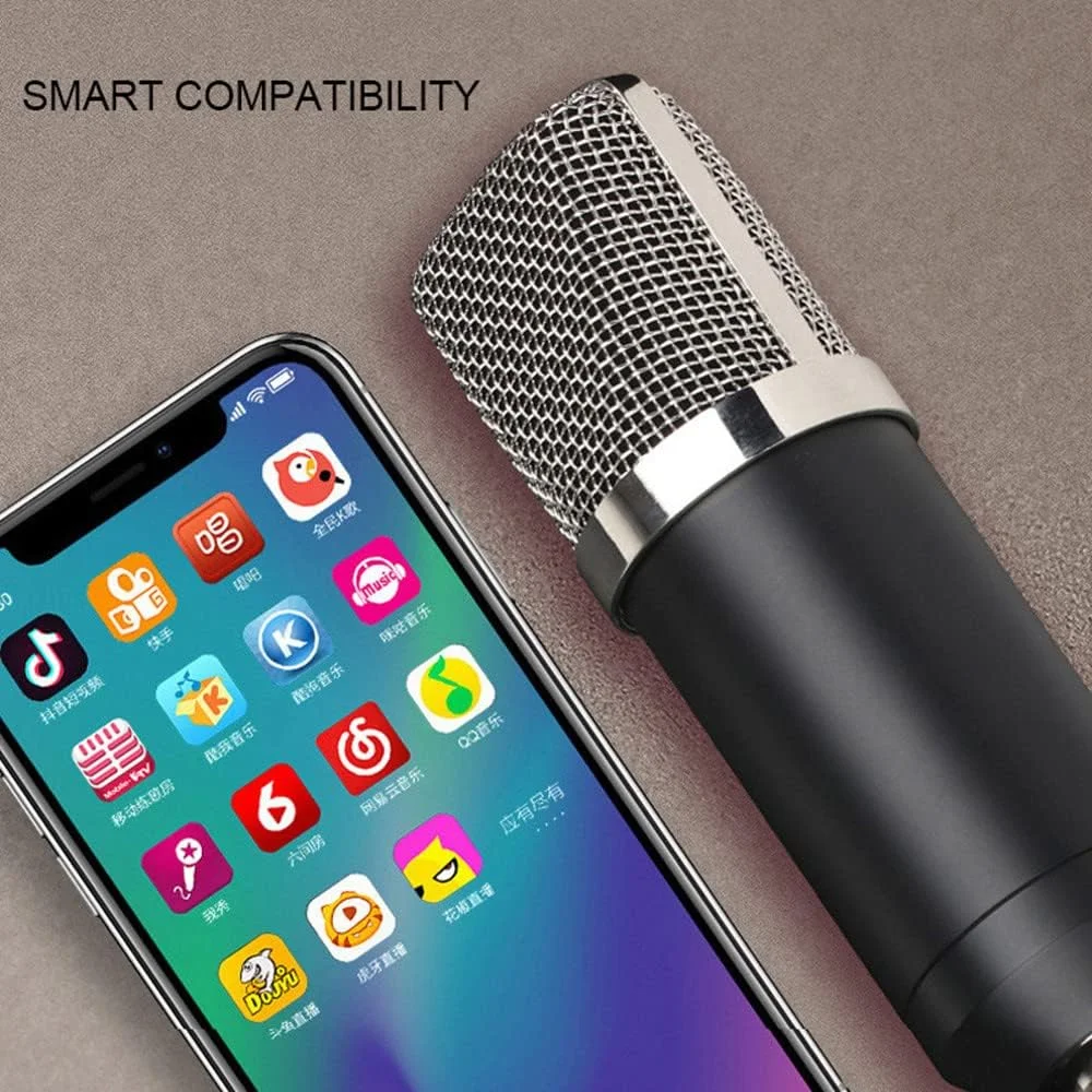 میکروفون کندانسور حرفه ای eWINNER BM700 کیت ضبط استودیویی آواز کارائوکه با کابل 3.5 میلی متری نر به XLR مادگی (مشکی/S)