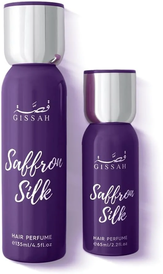 گیسا زعفران سیلک 135 میلی لیتر (4.5 fl.oz) + عطر مو 65 میلی لیتر (2.2 fl.oz) زنانه و مردانه / فلفل صورتی برزیلی، زعفران، هل، کارامل، نت های چوبی، وانیل، نت های مشک