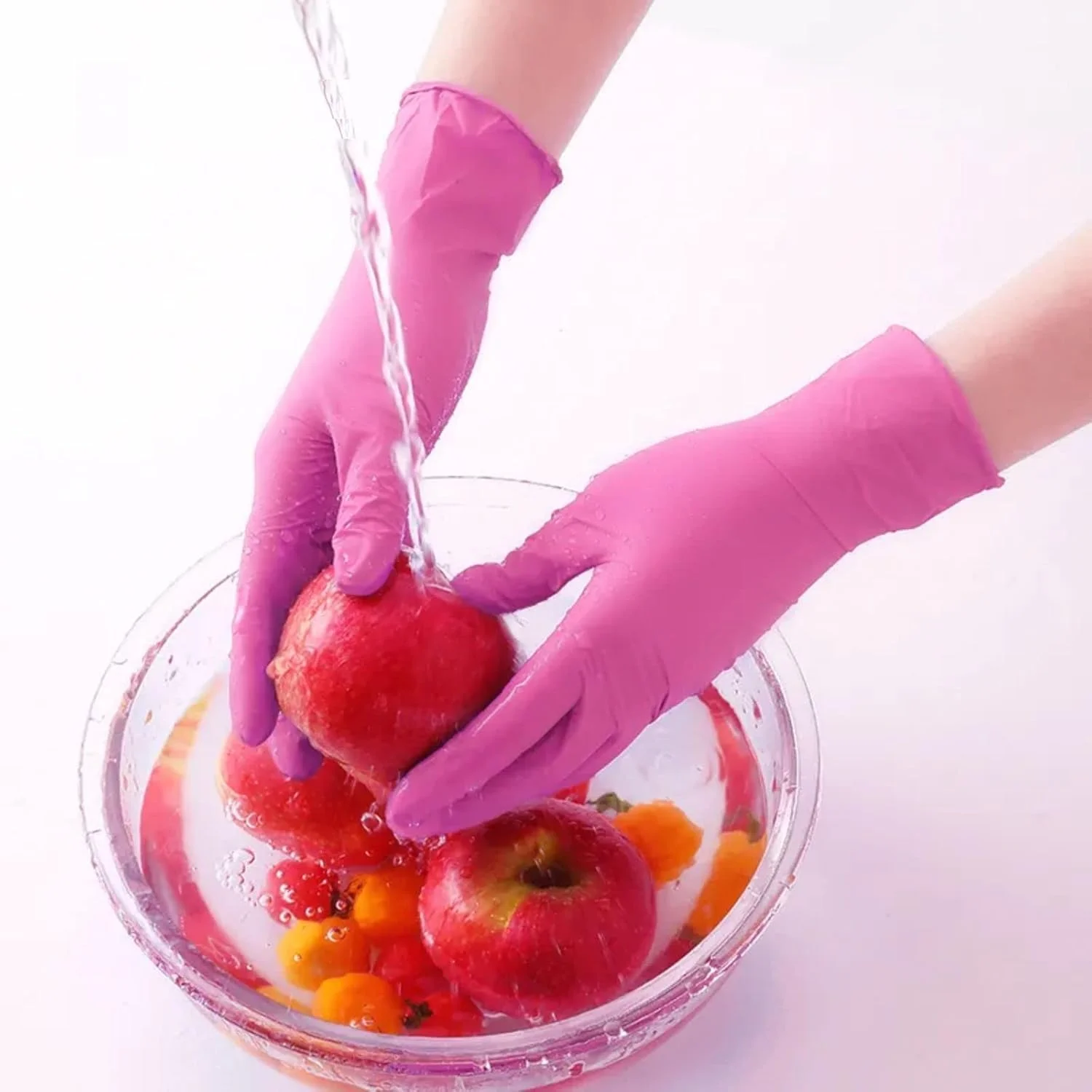 دستکش یکبار مصرف ترکیبی نیتریل وینیل صورتی، 4 میل، بدون پودر، صاف، غیر استریل، بسته 5 جعبه (100 عدد در هر بسته x 5 بسته)