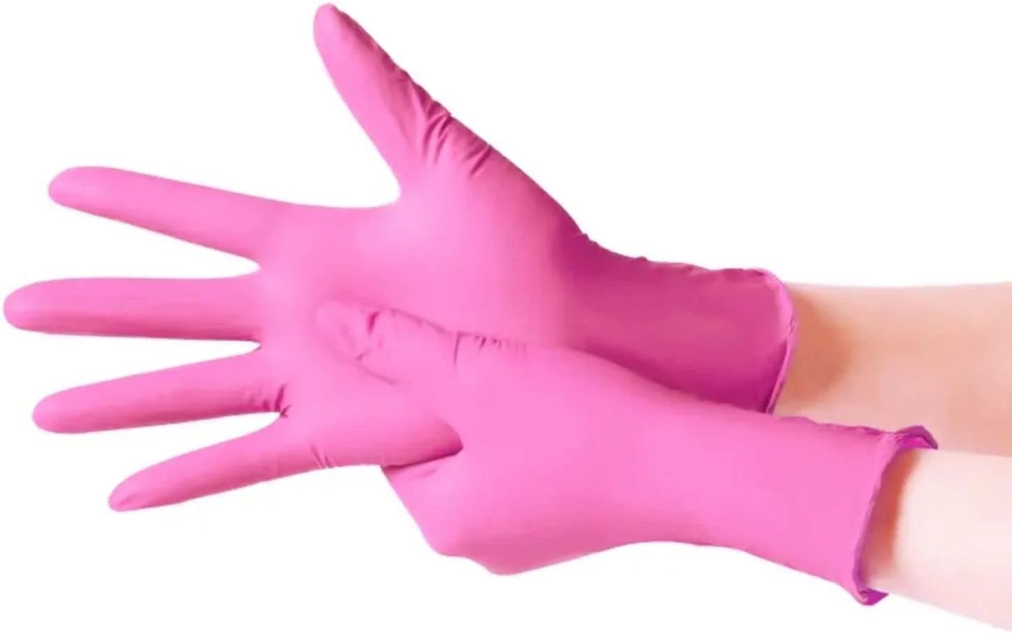 دستکش یکبار مصرف ترکیبی نیتریل وینیل صورتی، 4 میل، بدون پودر، صاف، غیر استریل، بسته 5 جعبه (100 عدد در هر بسته x 5 بسته)