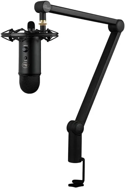 باندل حرفه ای پخش Blue Yeticaster شامل میکروفون USB Yeti، لرزه گیر Radius III، بازوی بوم Compass و افکت های Blue VO!CE برای ضبط، استریم، بازی، پادکست - مشکی