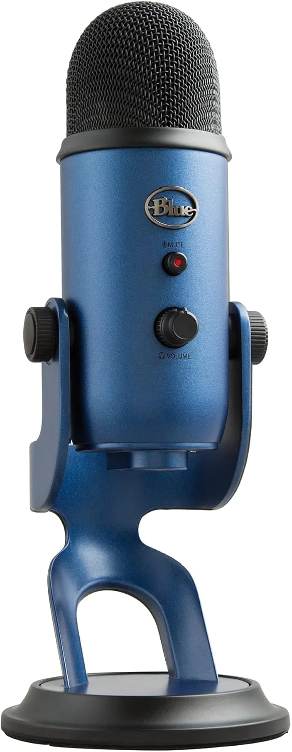 میکروفون USB Blue Yeti برای رایانه شخصی، مک، بازی، ضبط، استریمینگ، پادکست، استودیو و میکروفون کندانسور کامپیوتر با جلوه های VO!CE، 4 الگوی پیکاپ، پلاگین و پخش - نیمه شب