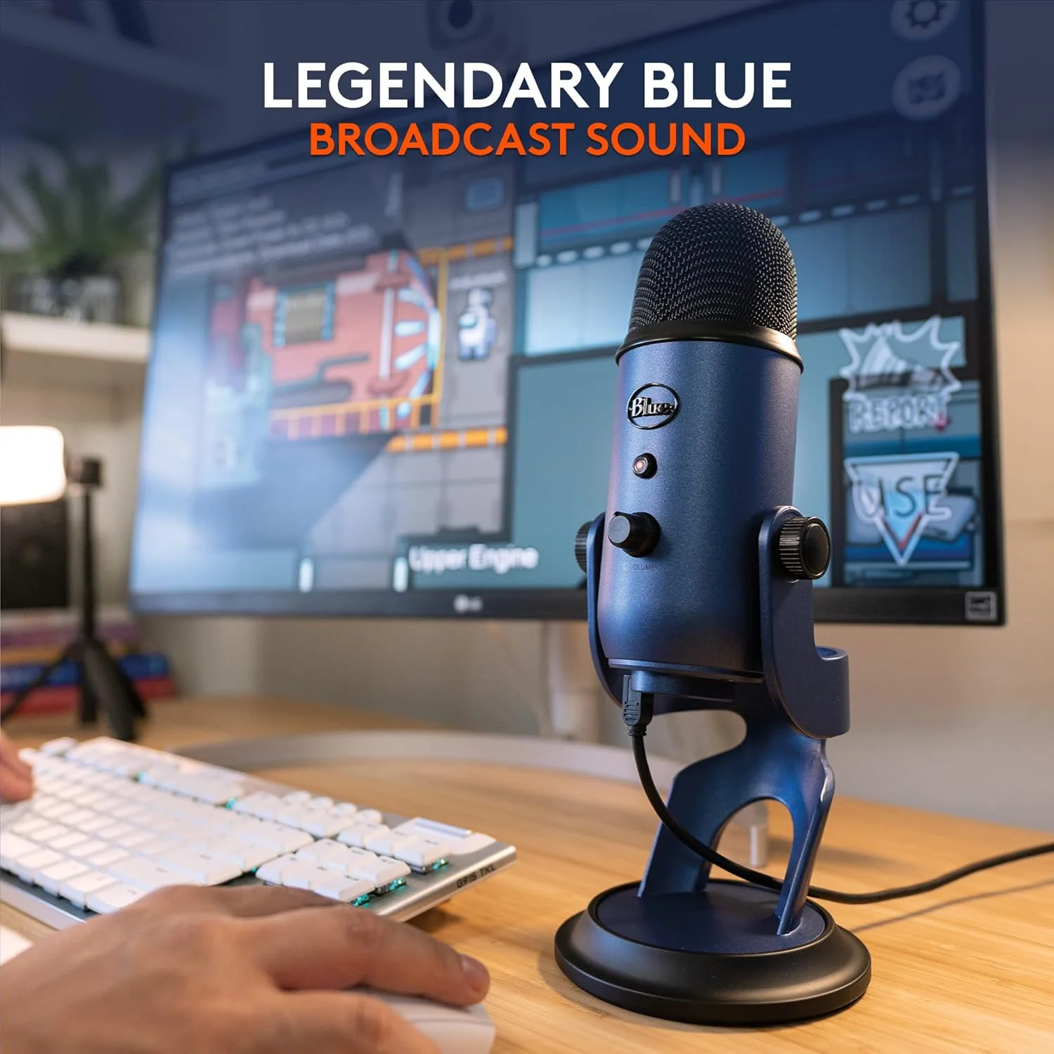 میکروفون USB Blue Yeti برای رایانه شخصی، مک، بازی، ضبط، استریمینگ، پادکست، استودیو و میکروفون کندانسور کامپیوتر با جلوه های VO!CE، 4 الگوی پیکاپ، پلاگین و پخش - نیمه شب