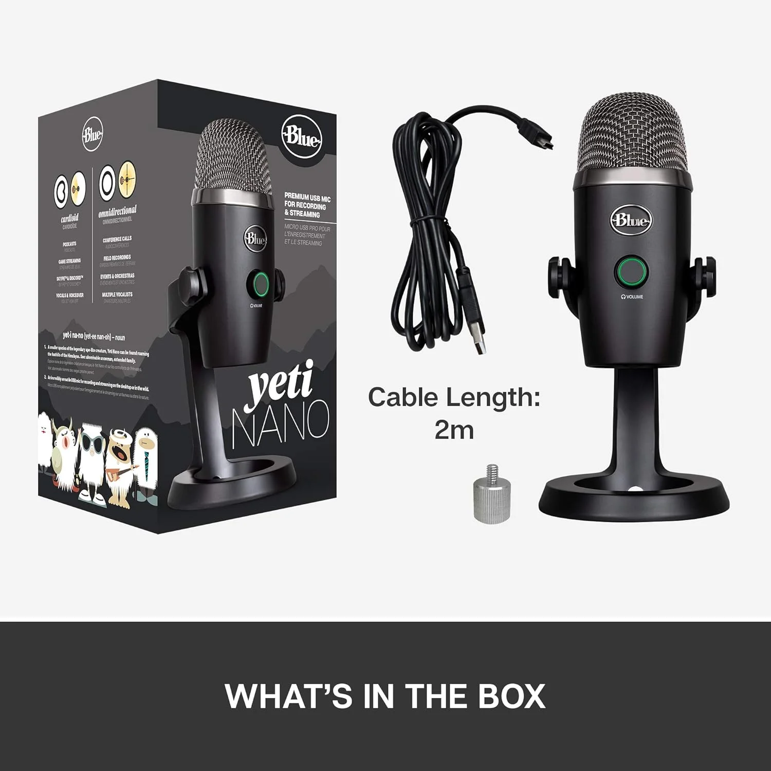 میکروفون USB پریمیوم Logitech for Creators Blue Yeti Nano برای ضبط، استریم، بازی، پادکست روی PC و Mac، میکروفون کندانسور با افکت های Blue VO!CE، مانیتورینگ بدون تاخیر - مشکی میکروفون USB پریمیوم Logitech for Creators Blue Yeti Nano برای ضبط، استریم، بازی، پادکست روی PC و Mac، میکروفون کندانسور با افکت های Blue VO!CE، مانیتورینگ بدون تاخیر - مشکی