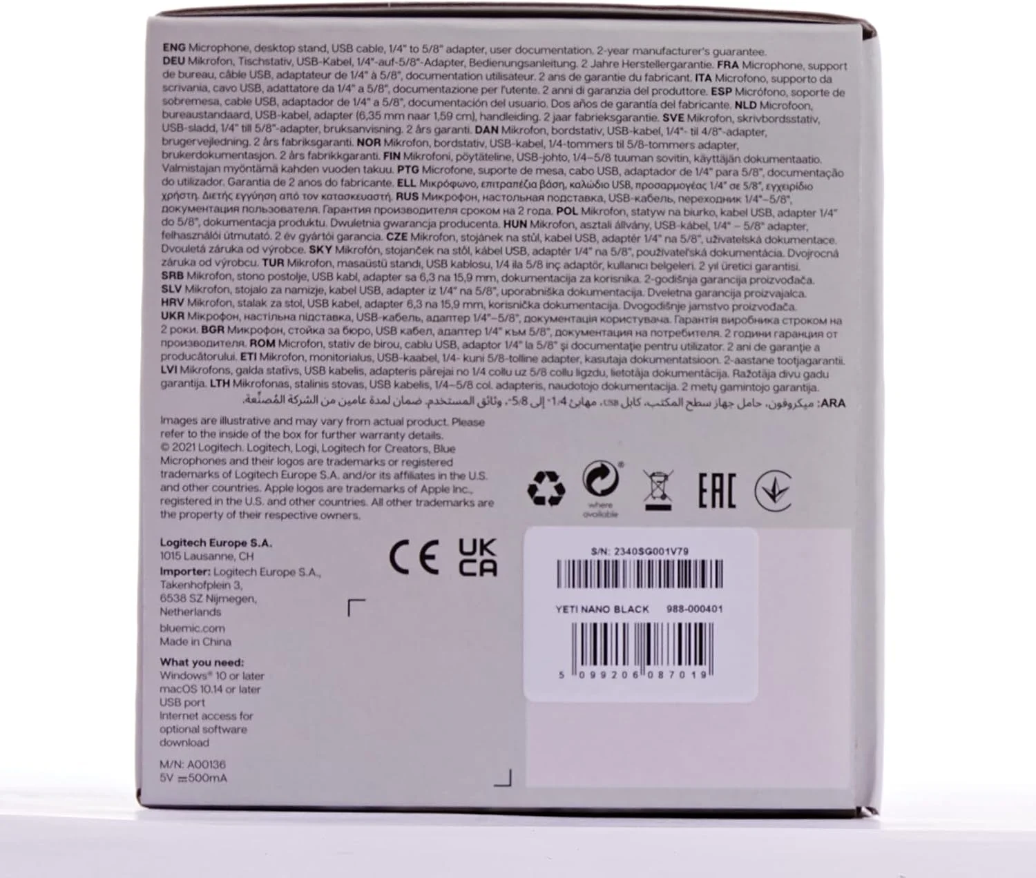 میکروفون USB پریمیوم Logitech for Creators Blue Yeti Nano برای ضبط، استریم، بازی، پادکست روی PC و Mac، میکروفون کندانسور با افکت های Blue VO!CE، مانیتورینگ بدون تاخیر - مشکی میکروفون USB پریمیوم Logitech for Creators Blue Yeti Nano برای ضبط، استریم، بازی، پادکست روی PC و Mac، میکروفون کندانسور با افکت های Blue VO!CE، مانیتورینگ بدون تاخیر - مشکی