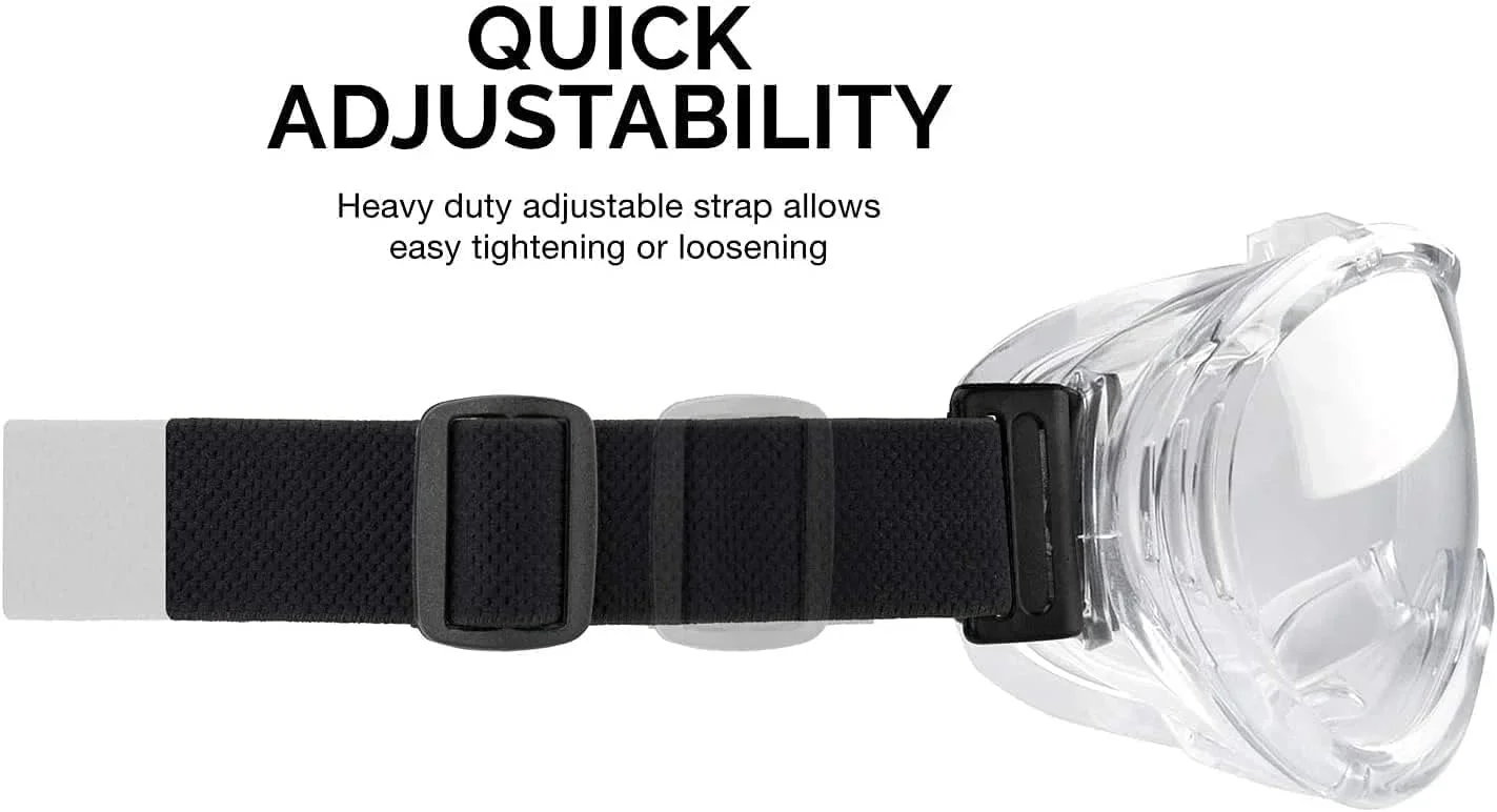 عینک ایمنی ضد مه و محافظ چشم Neiko 53875B با دید گسترده، تایید شده توسط ANSI Z87.1 | قابل تنظیم و سبک عینک ایمنی ضد مه و محافظ چشم Neiko 53875B با دید گسترده، تایید شده توسط ANSI Z87.1 | قابل تنظیم و سبک