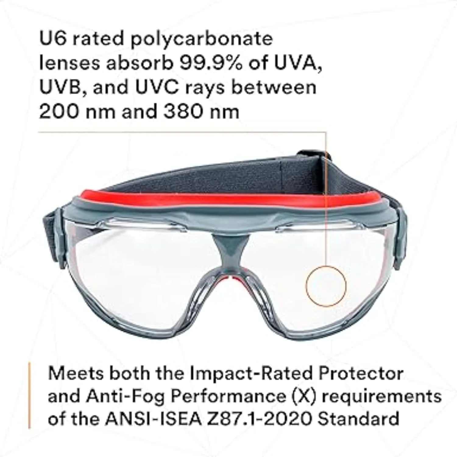 عینک محافظ NALACAL GoggleGear سری 500 مدل GG501SGAF، لنز ضد بخار شفاف، عینک ایمنی کار، محافظت از چشم برای مردان و زنان، مقاوم در برابر بخار و خراش، قابل تنظیم، مسدود کننده UV، لنز شفاف