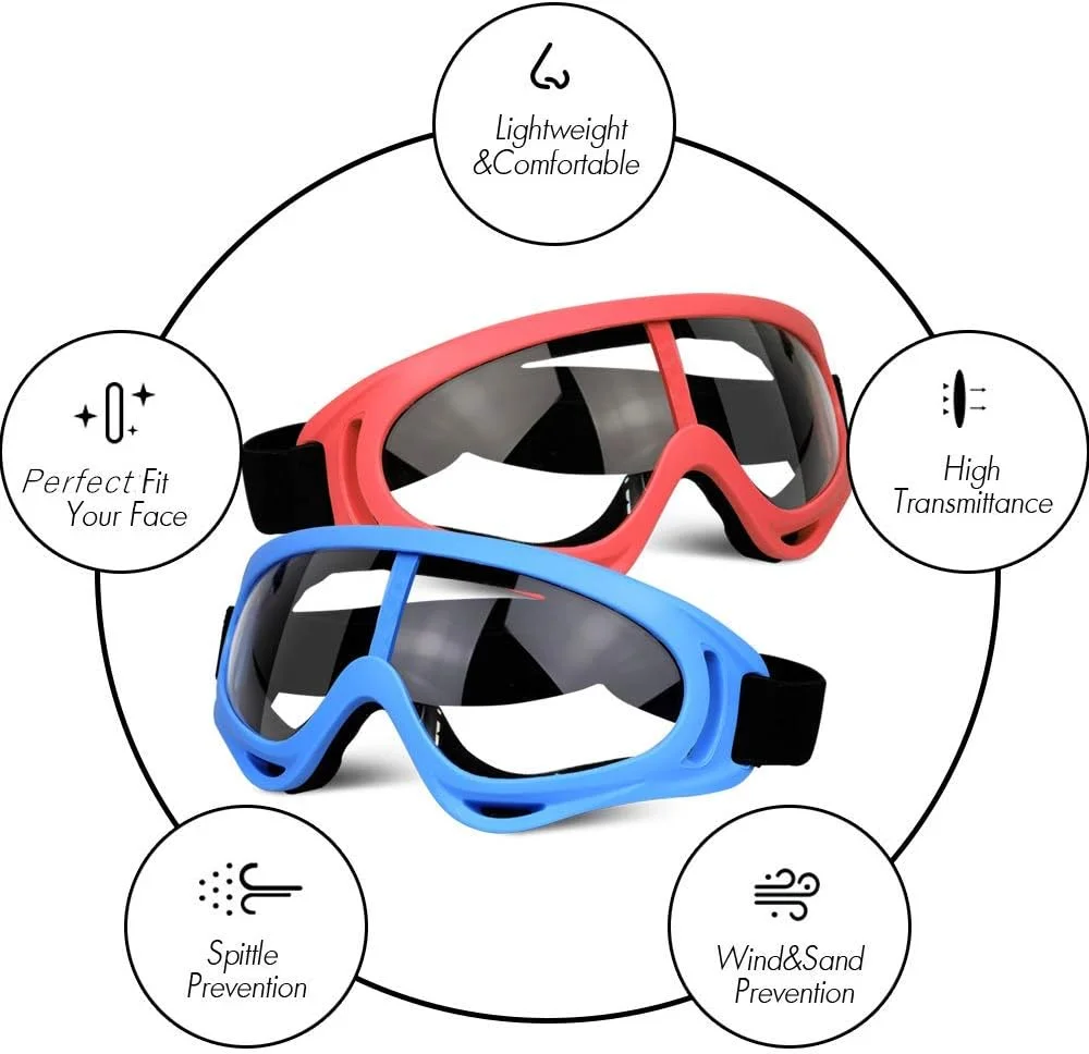 کیتویز بسته 4 عددی عینک محافظ ایمنی، محافظ چشم، عینک صورت برای محافظت از چشم کودکان سازگار با تفنگ های نرف و تفنگ های فوم بلاستر (آبی و قرمز)