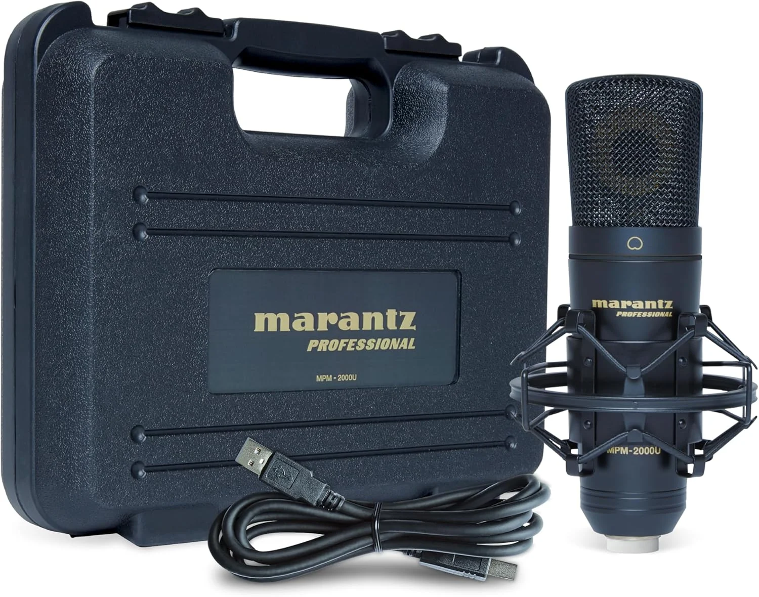 میکروفون کاندنسر USB مارانتز پروفشنال MPM-2000U برای ضبط کامپیوتری، پادکست و بازی - به همراه لرزه گیر، کابل USB و کیف