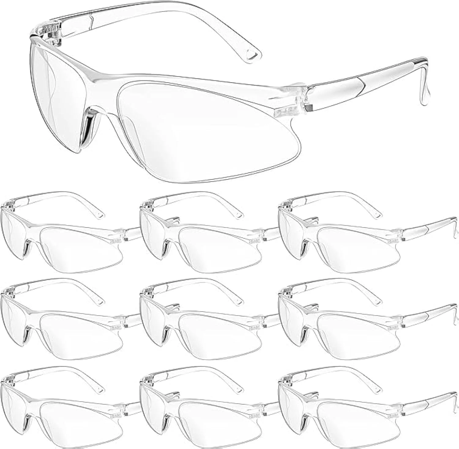عینک ایمنی محافظتی KASTWAVE بسته 12 عددی، لنز شفاف، ضد پاشش، محافظت از چشم، ضد خش و مقاوم در برابر ضربه، مناسب برای زنان، مردان، کار، ساخت و ساز، آزمایشگاه علمی، تیراندازی