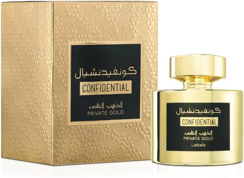 ادو پرفیوم زنانه/مردانه لطافه مدل Confidential Private Gold - حجم 100 میلی لیتر