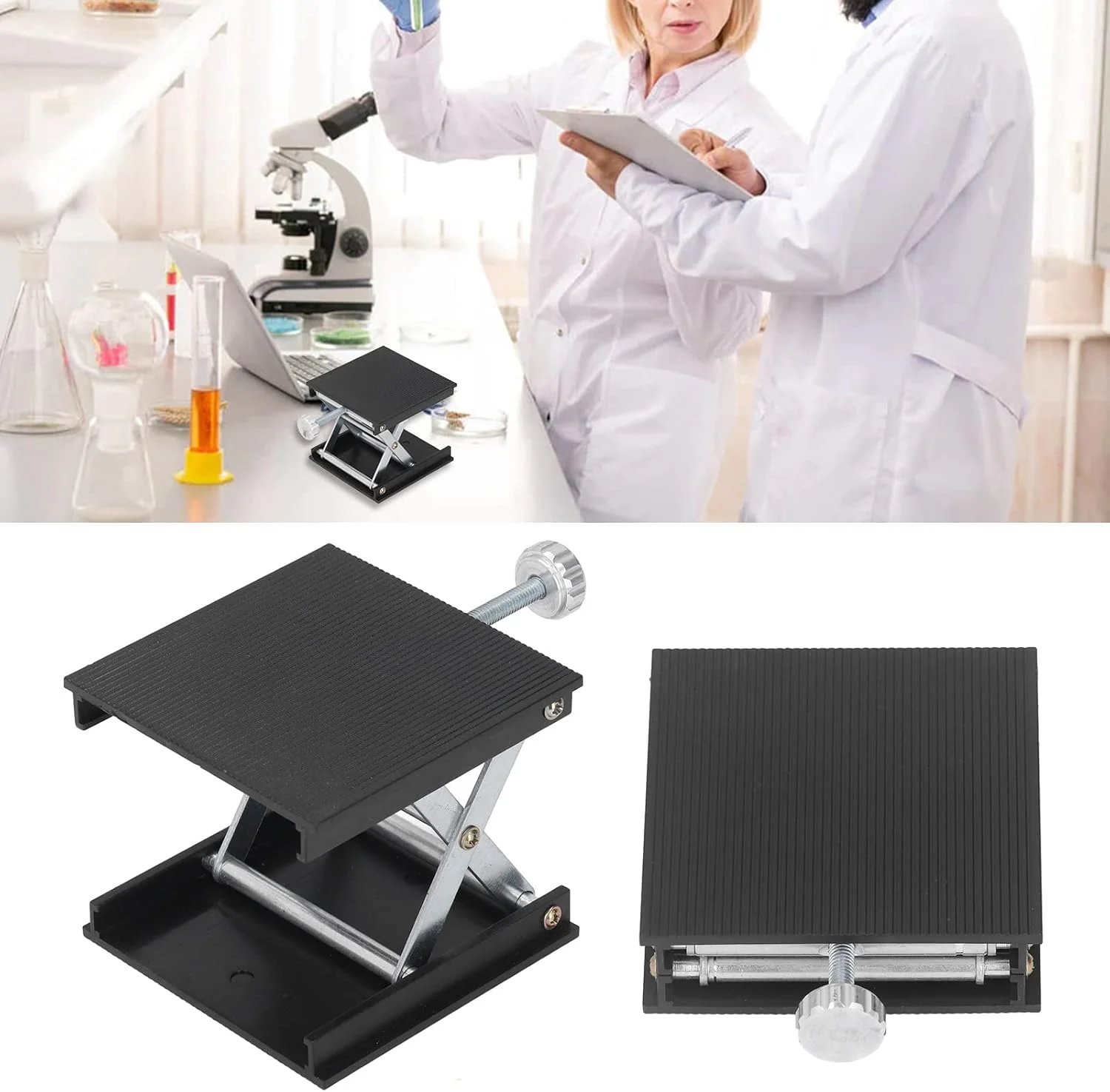 بالابر آزمایشگاهی Eujgoov، بالابر دستی آزمایشگاهی 90x90 میلی متر ابزار اندازه گیری ارتفاع دستی (مشکی)