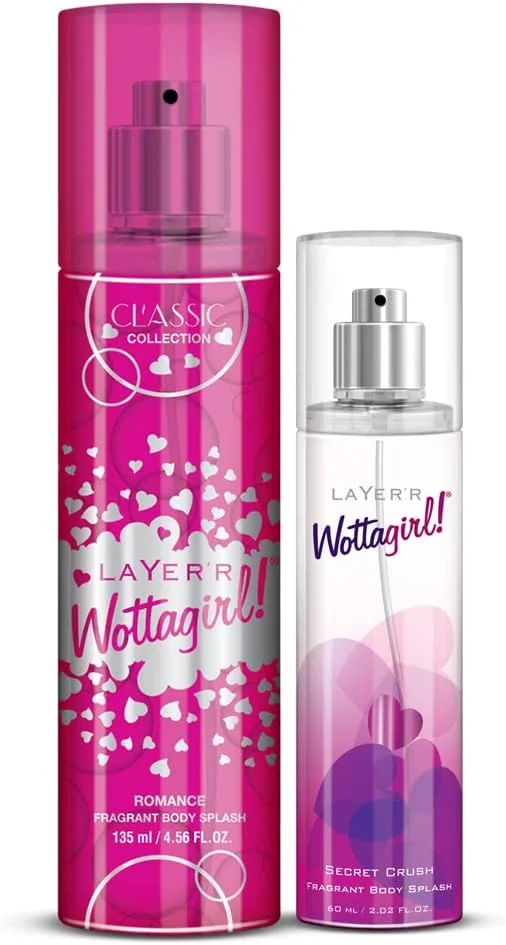 اسپری بدن زنانه Layer'r Wottagirl Classic Collection Romance 135ml به همراه Secret Crush 60ml (بسته 2 عددی)