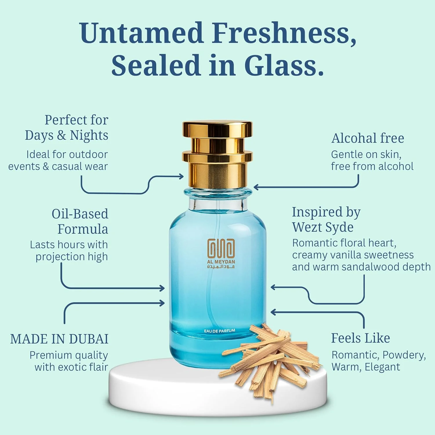عطر روغنی عود المیدان مردانه و زنانه – الهام گرفته از Wezt Syde – عطر روغنی بدون الکل با رایحه گل رز، وانیل و چوب صندل – ماندگاری طولانی (200 میلی لیتر)