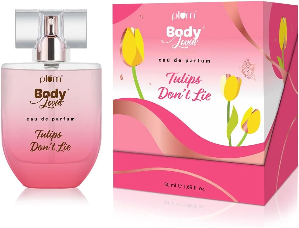 ادو پرفیوم زنانه Plum BodyLovin' Tulips Don'T Lie | ماندگاری طولانی و رایحه گلی تازه و ممتاز | عطر مایع لوکس برای زنان | نت های گل لاله، پوملو و مشک | مناسب کیف دستی | بسیار شاداب (50 میلی لیتر)
