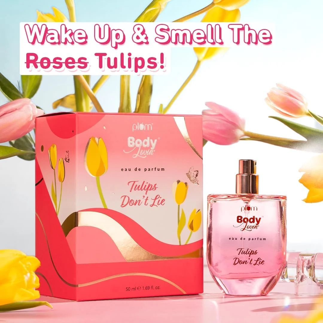 ادو پرفیوم زنانه Plum BodyLovin' Tulips Don'T Lie | ماندگاری طولانی و رایحه گلی تازه و ممتاز | عطر مایع لوکس برای زنان | نت های گل لاله، پوملو و مشک | مناسب کیف دستی | بسیار شاداب (50 میلی لیتر)